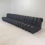 De Sede DS-600 "Non Stop" Snake Shaped Modular Sofa in Full Black Leather