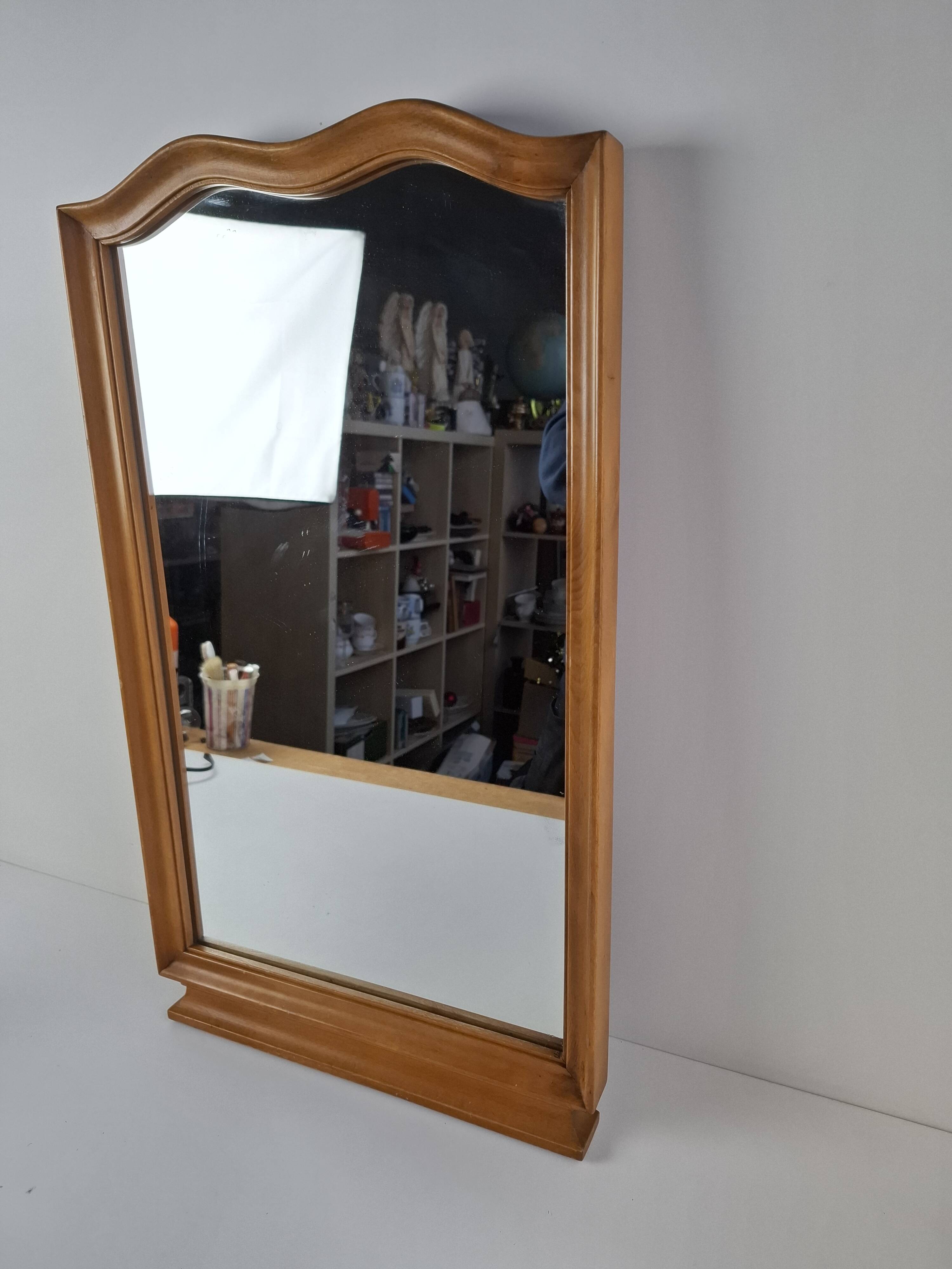 Mid-Century Walnut Mirror from 1960s Czechoslovakia, Organic Curved Frame