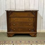 Art Deco period chest of drawers in oak with marble top