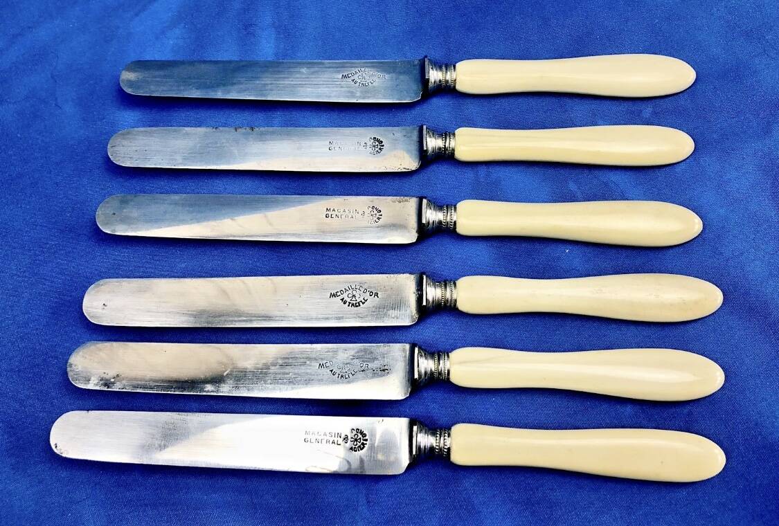 6 antique dessert cheese knives from the 19th century
