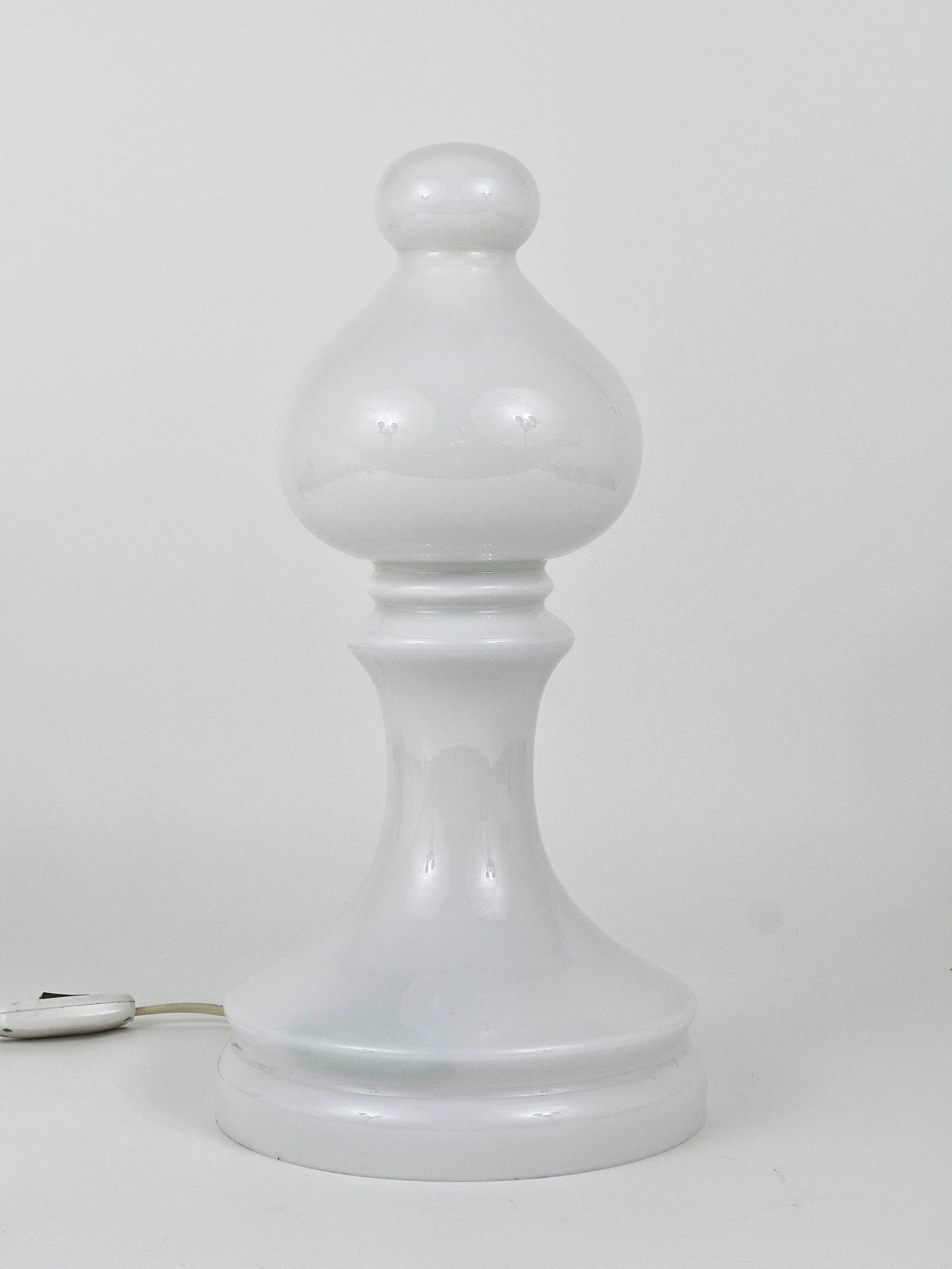 White Bishop chess lamp by Ivan Jakes, made of white glass, Czechoslovakia, 1970s.
