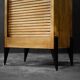 Vintage Industrial Danish Roller Shutter Brown Oak Cabinet with Drawers