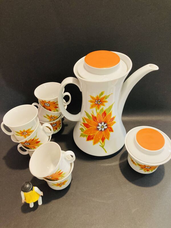Set théière & 8 tasses années 70 winterling schwarzenback bavaria germany-retro-cuisine -vintage