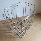 1980s Willi Glaeser Chrome Magazine Rack Record Rack Swiss Midcentury Style