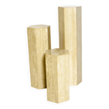 Set of 3 hexagonal travertine columns or pedestals from the 70s