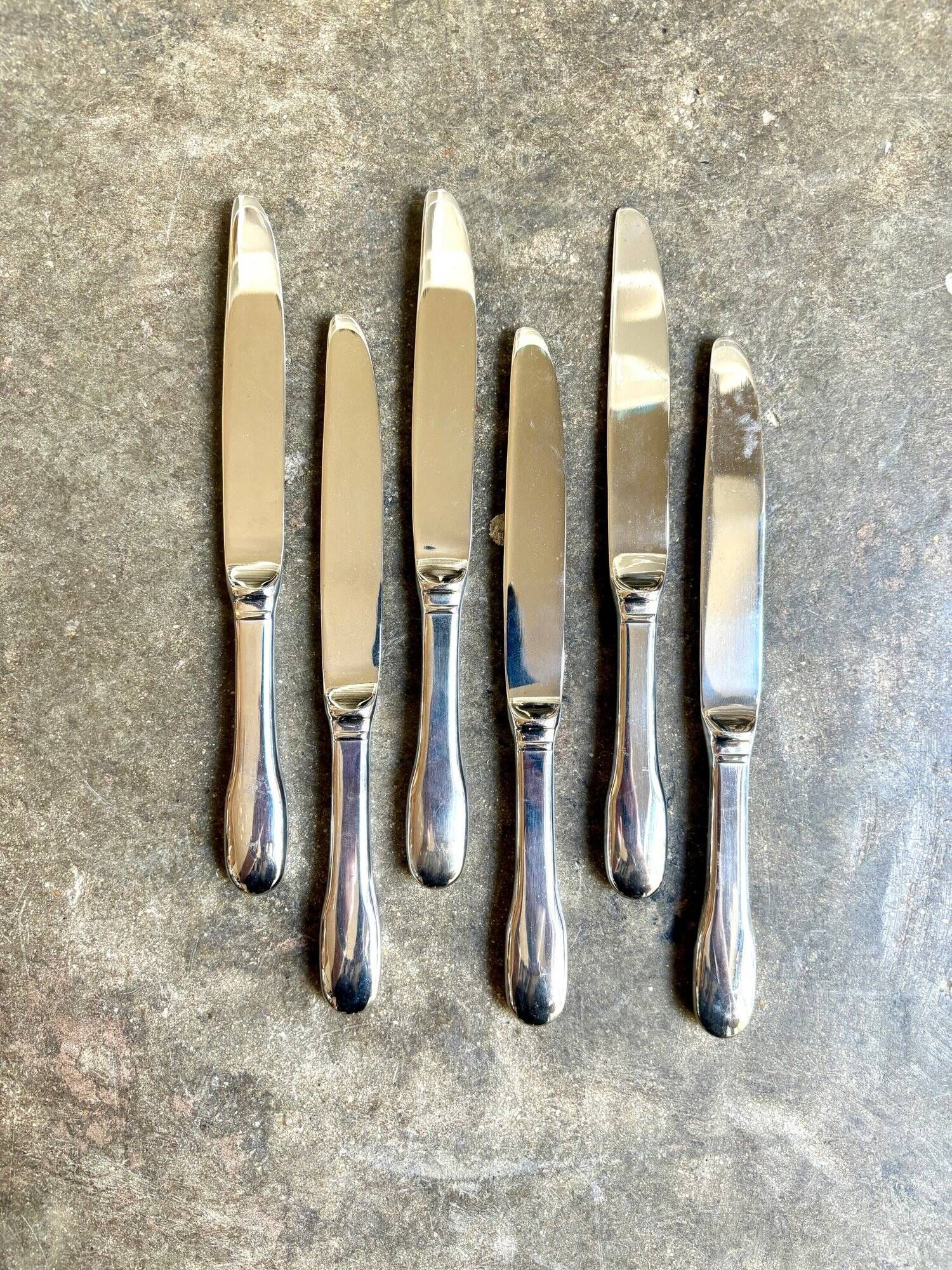 6 chrome metal dessert knives for Air France