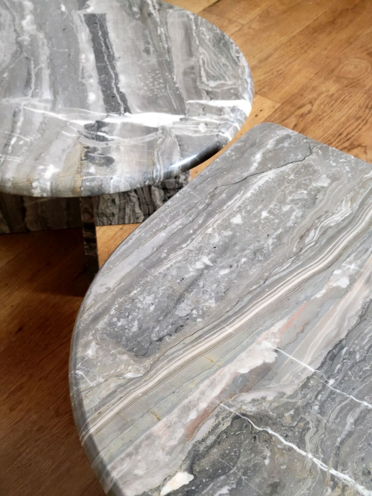 Vintage organically shaped marble side tables, Germany 1970