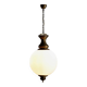 Vintage brass and opaline glass chandelier, Italian design from the 1960s.