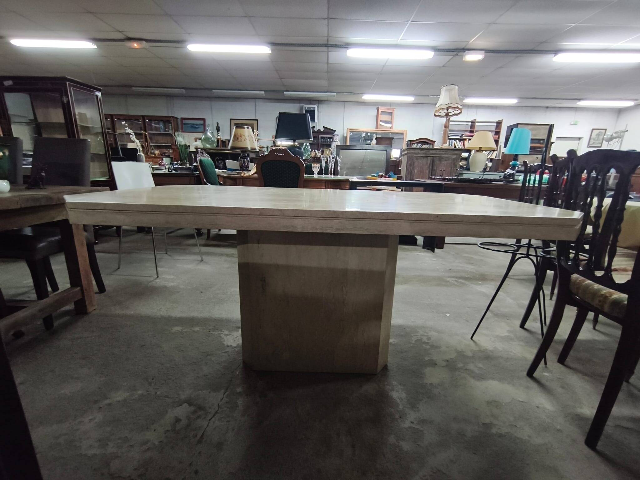 Vintage octagonal dining table travertine 1970s/1980s