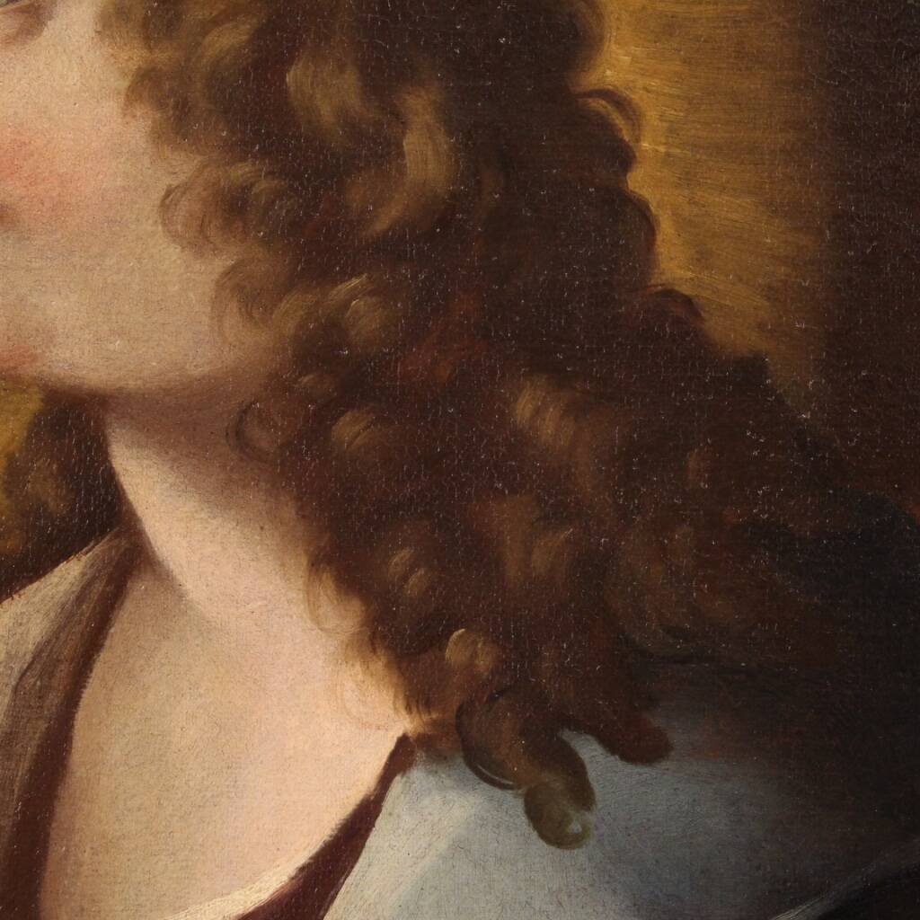 Peinture italienne antique d'un saint du XVIIIe siècle