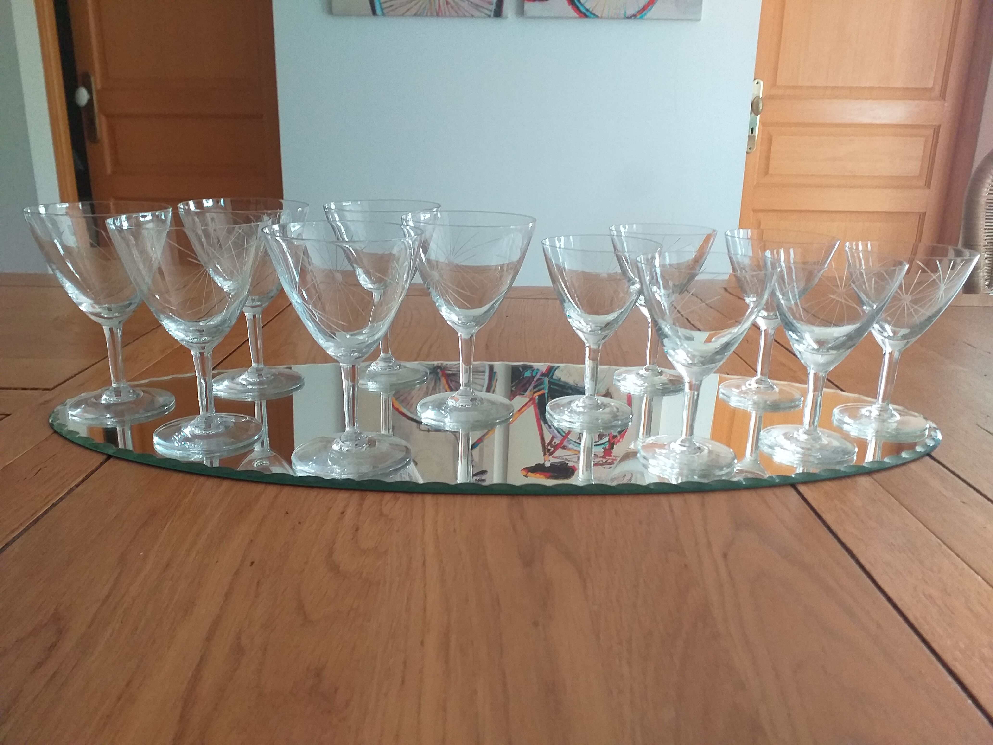 Crystal wine and water glasses