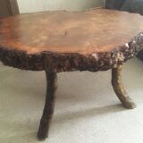 Table basse tronc bois vintage