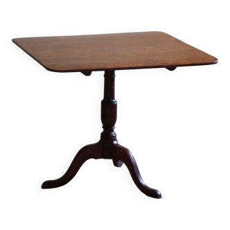 Antique square folding table in burl, handmade in Sweden, 19th century.
