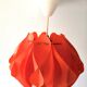 Orange pendant lamp in pleated plastic design 70s