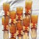 9 orange-stemmed wine glasses circa 1970