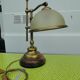 Lampe Italienne 45cm vintage bois, laiton et verre