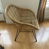 Fauteuil osier et acier
