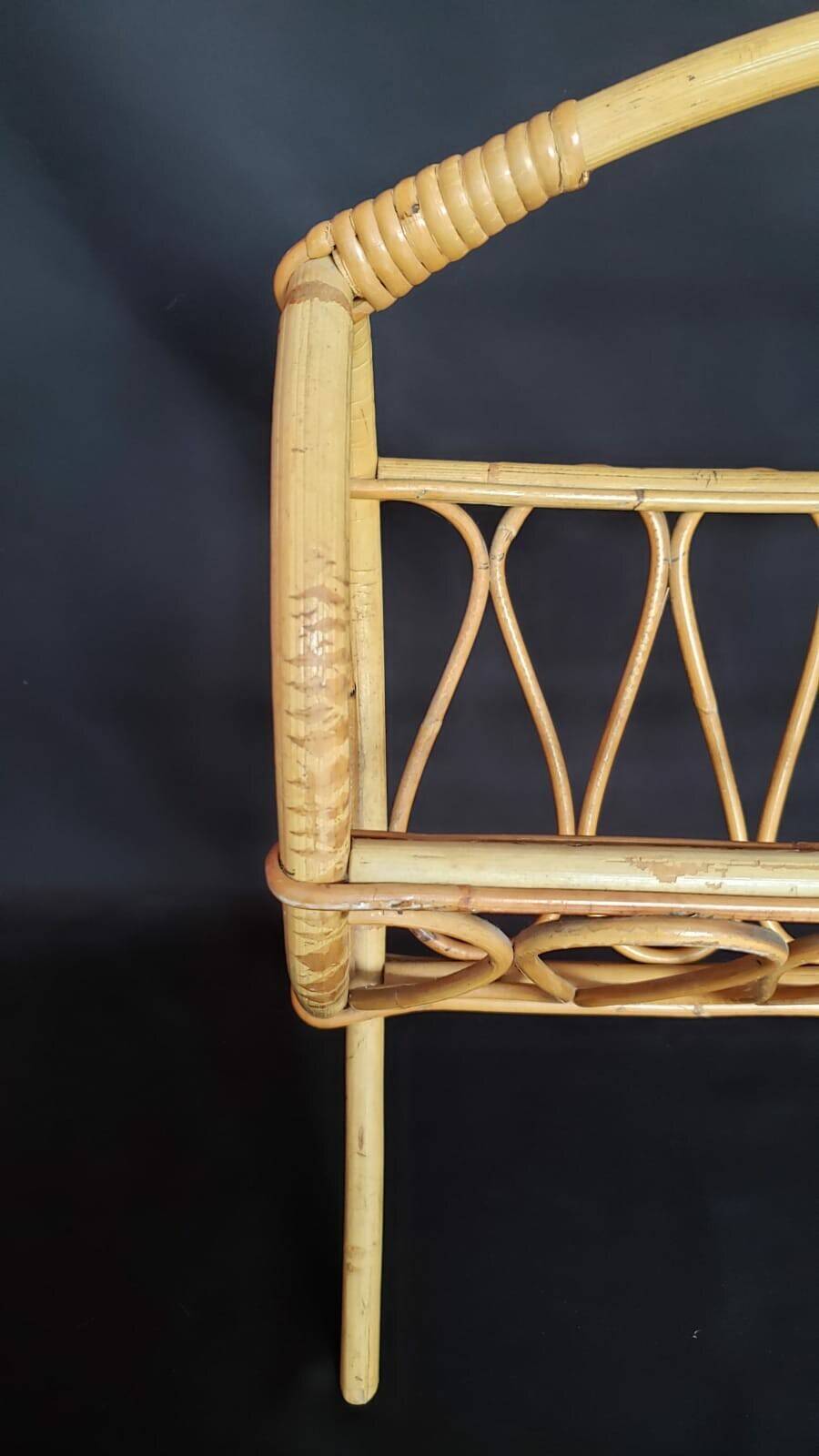 Vintage rattan magazine rack