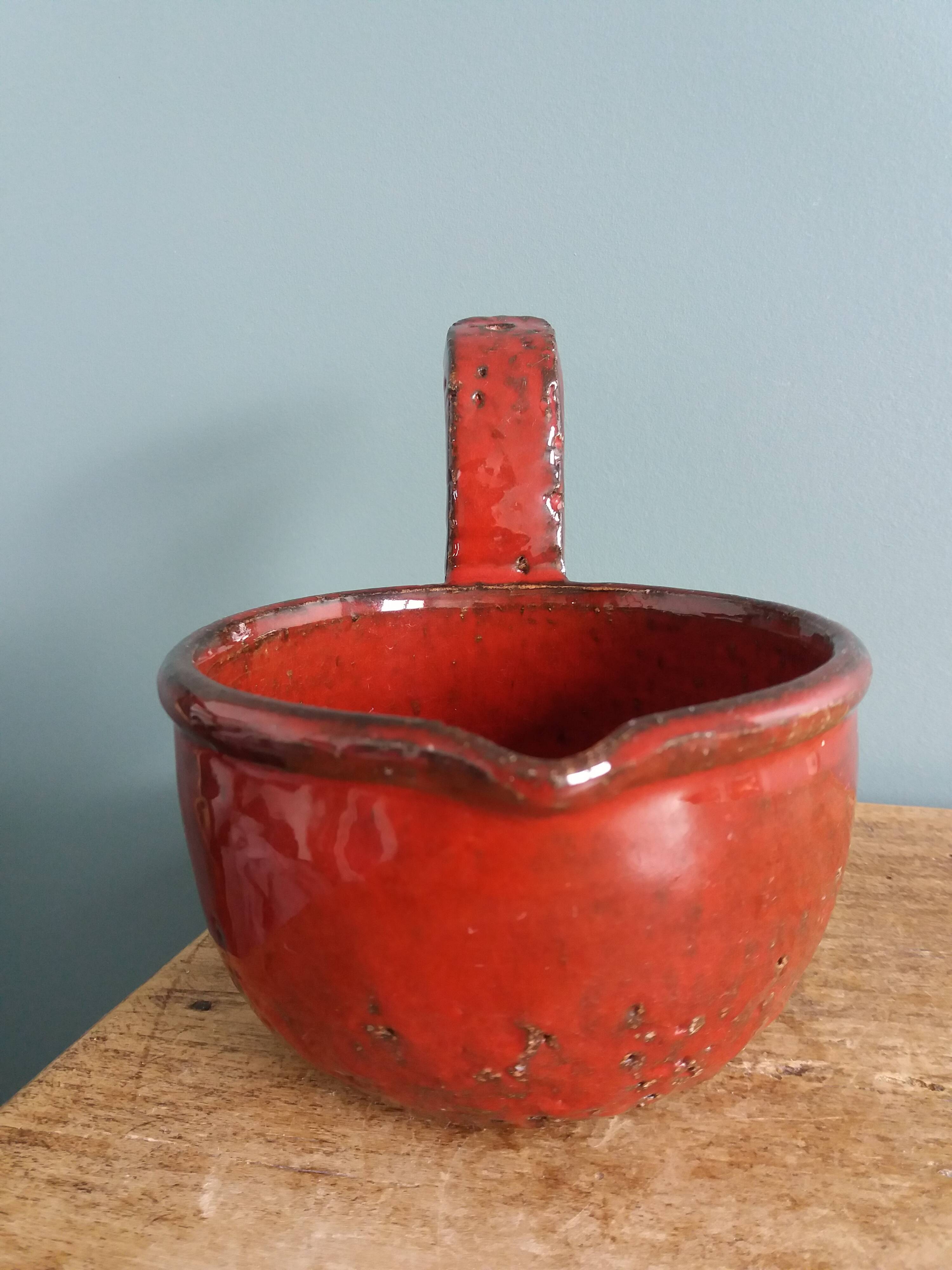 Ceramic signed Hofmann Gérard, Vallauris, manganese red