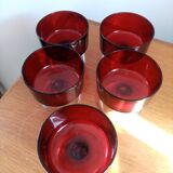 5 red vintage ice cream cups