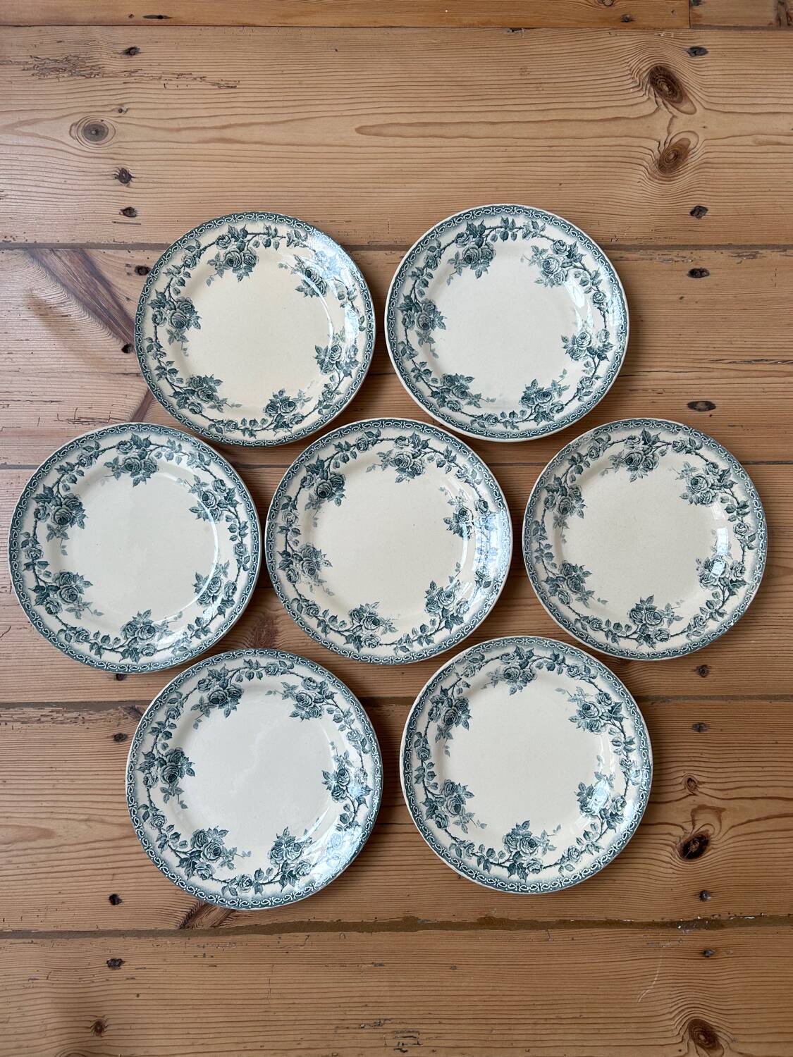 Set of 7 old flat plates