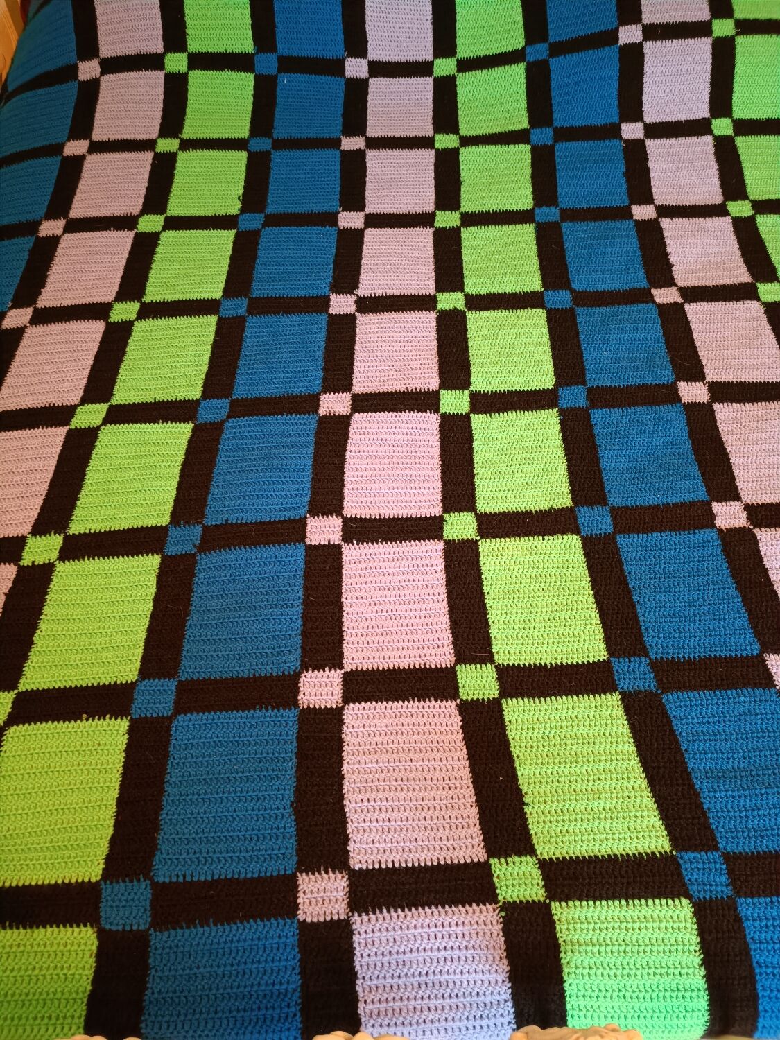 Blanket or plaid seventies crochet wool