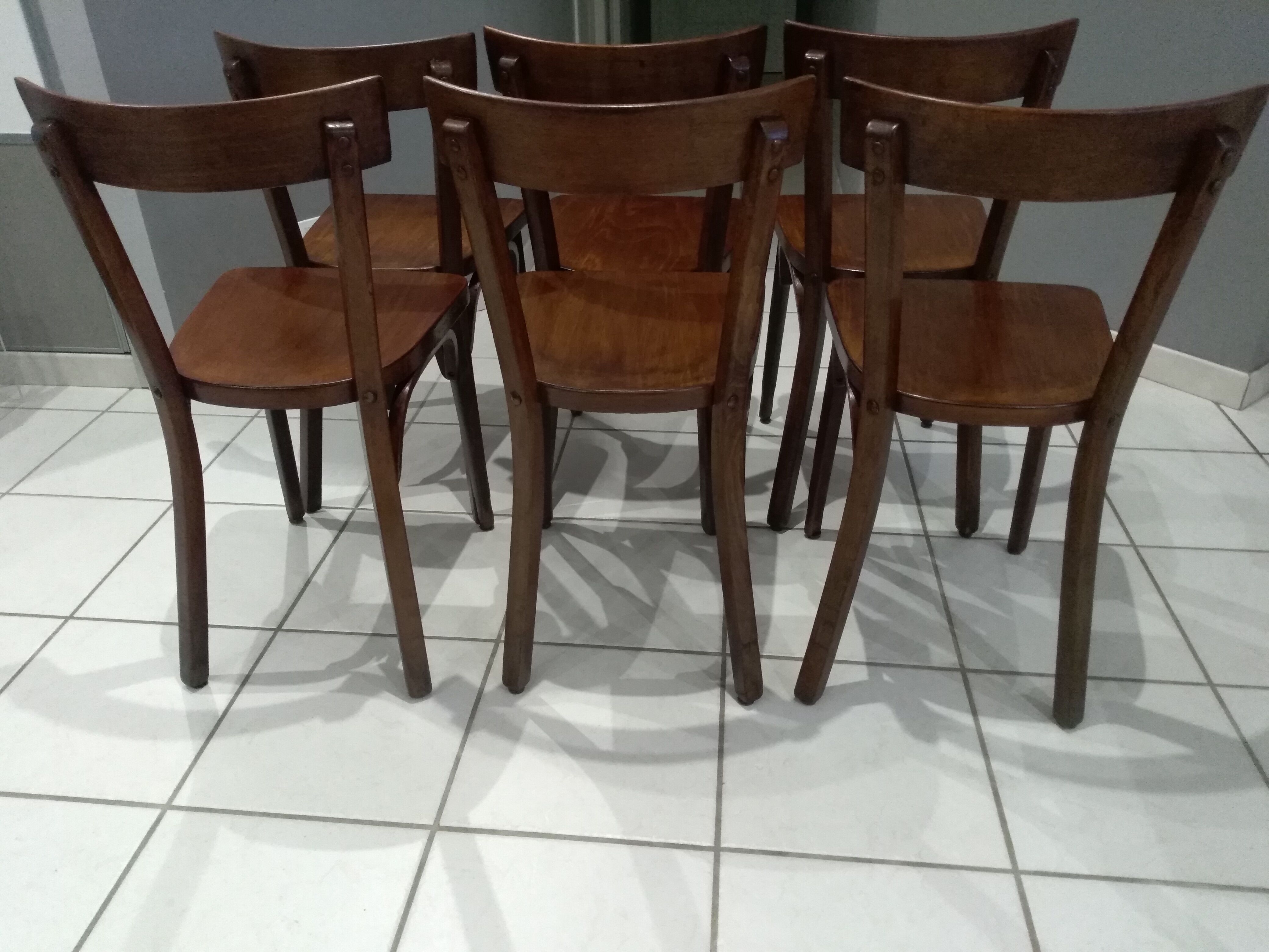 Suite de 6 chaises de bistrot Baumann vintage 1968