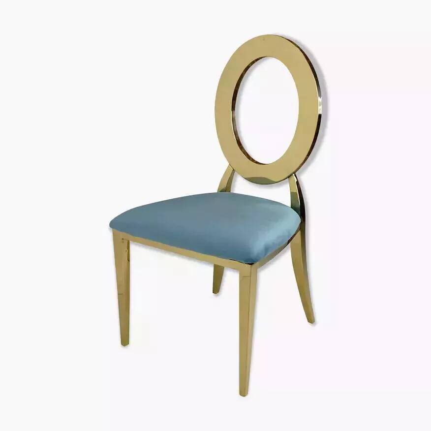 Chaise doré et assise velours turquoise