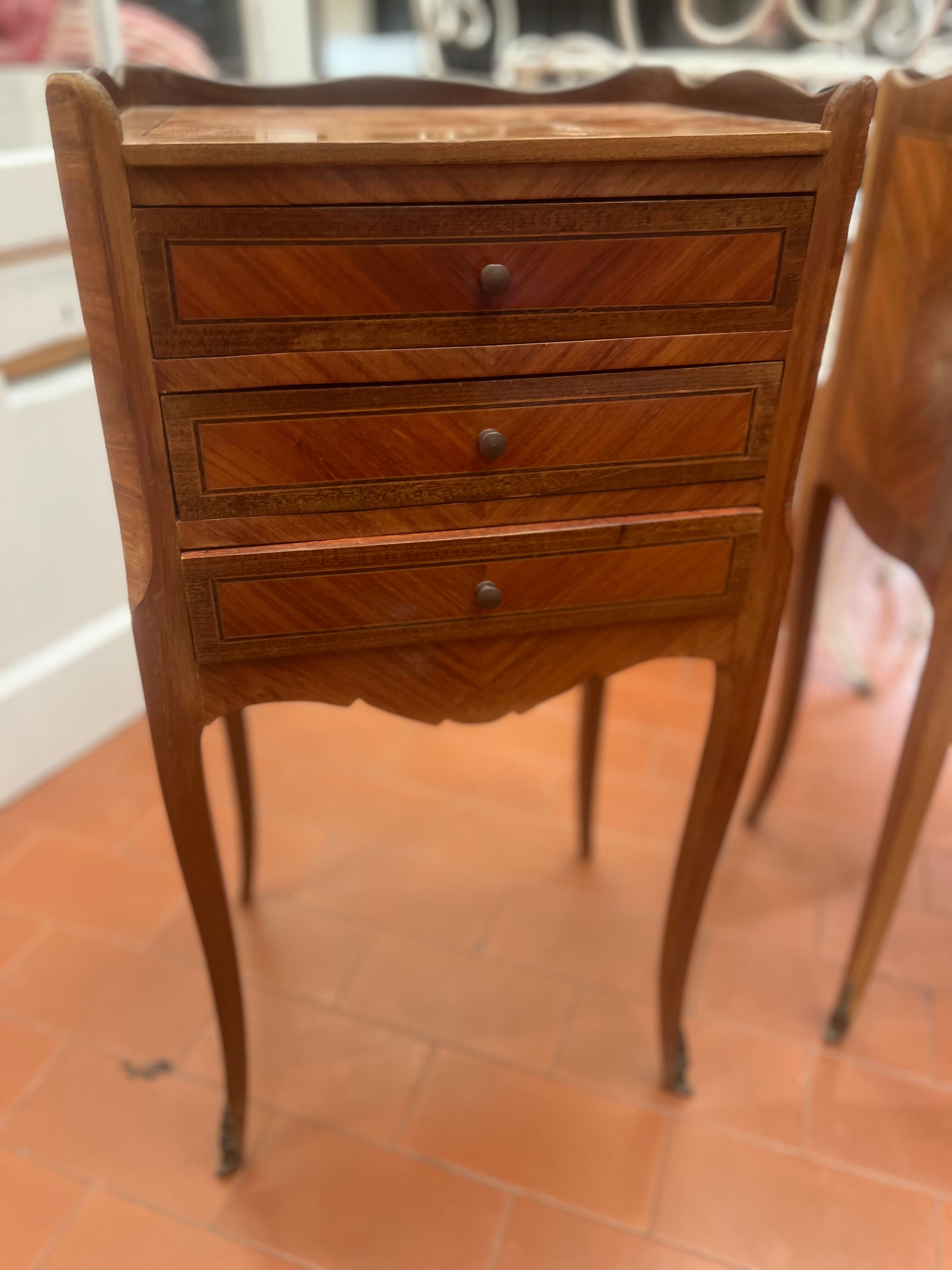 Pair of bedside in marquetry style louis XV