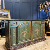 Buffet de chasse de style Louis XIV à double évolution en bois peint