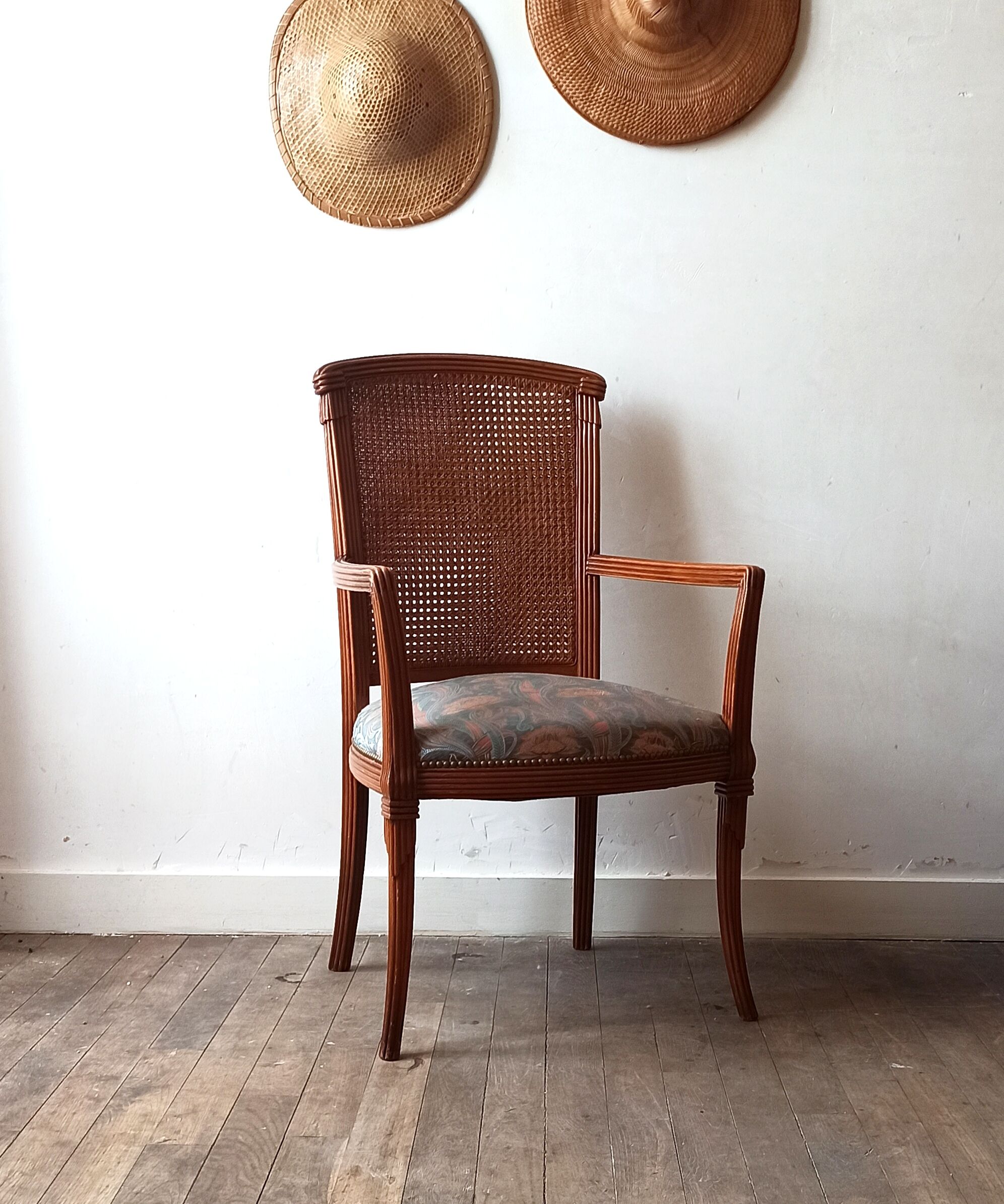 Wooden armchair and cannage