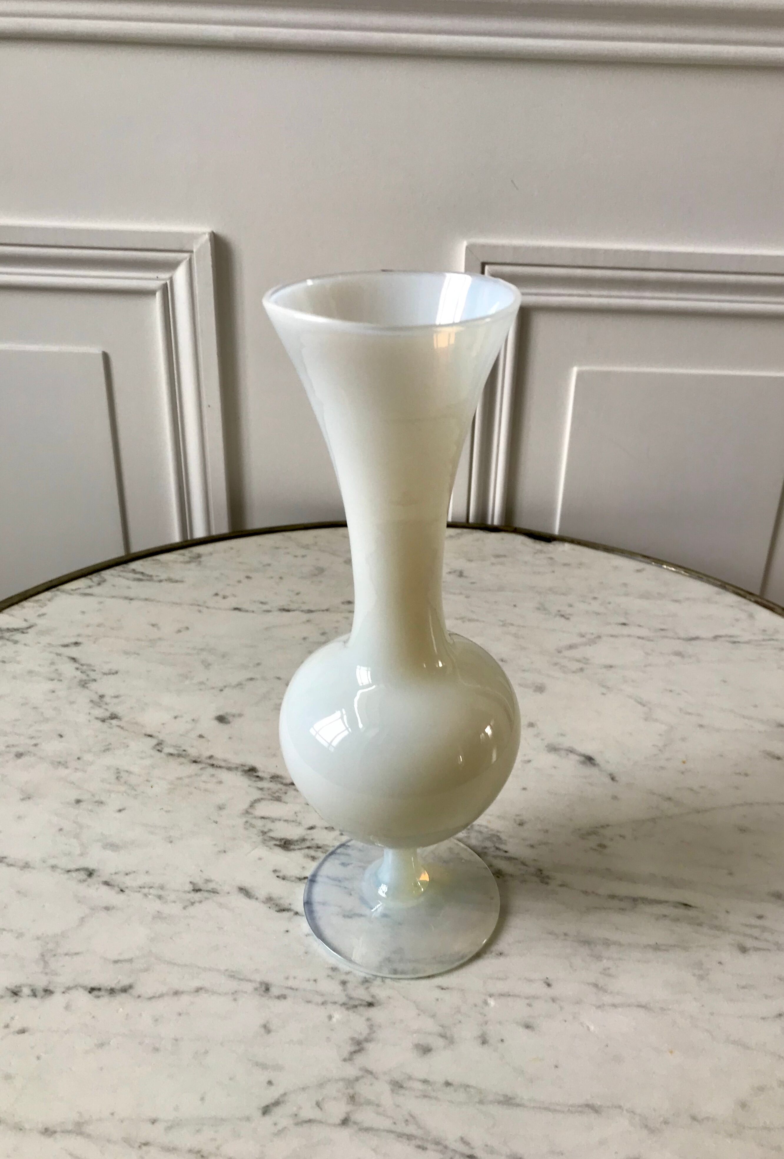 Ivory white opaline vase 60s