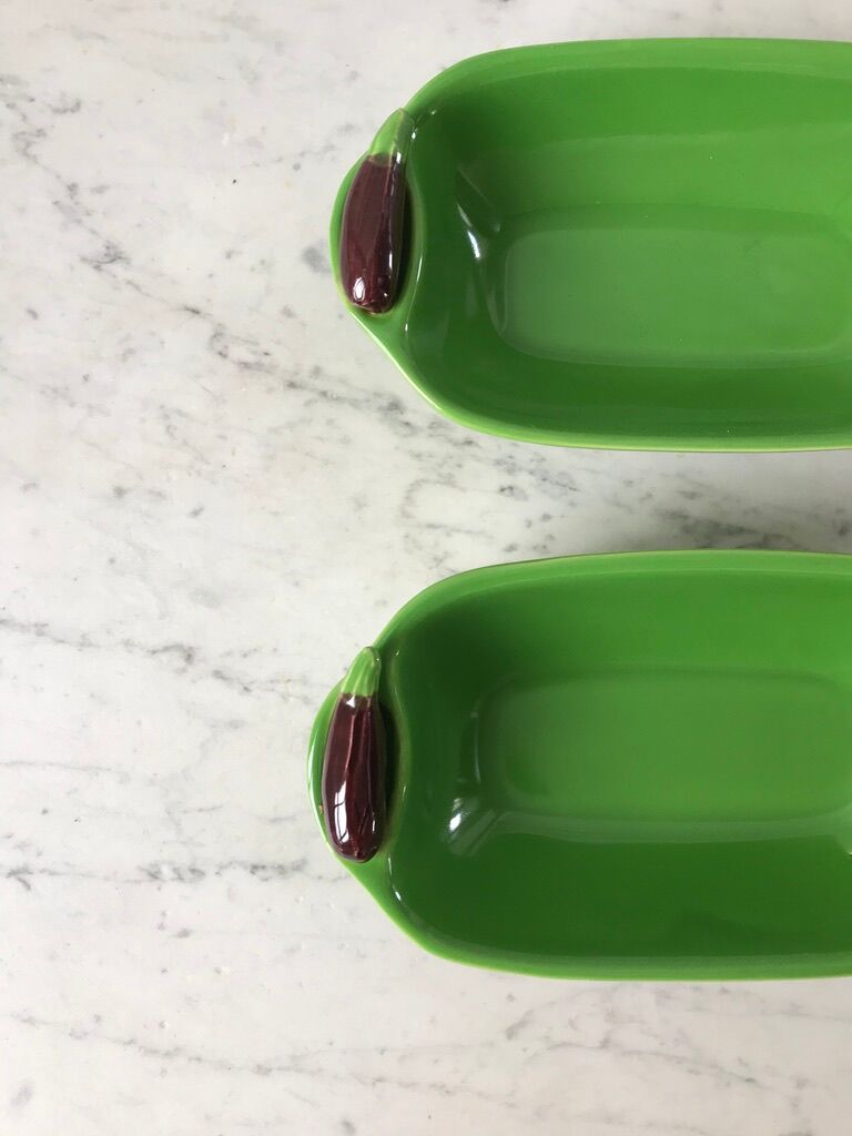 Pair of pocket saint clément model aubergine barbotine years 60-70