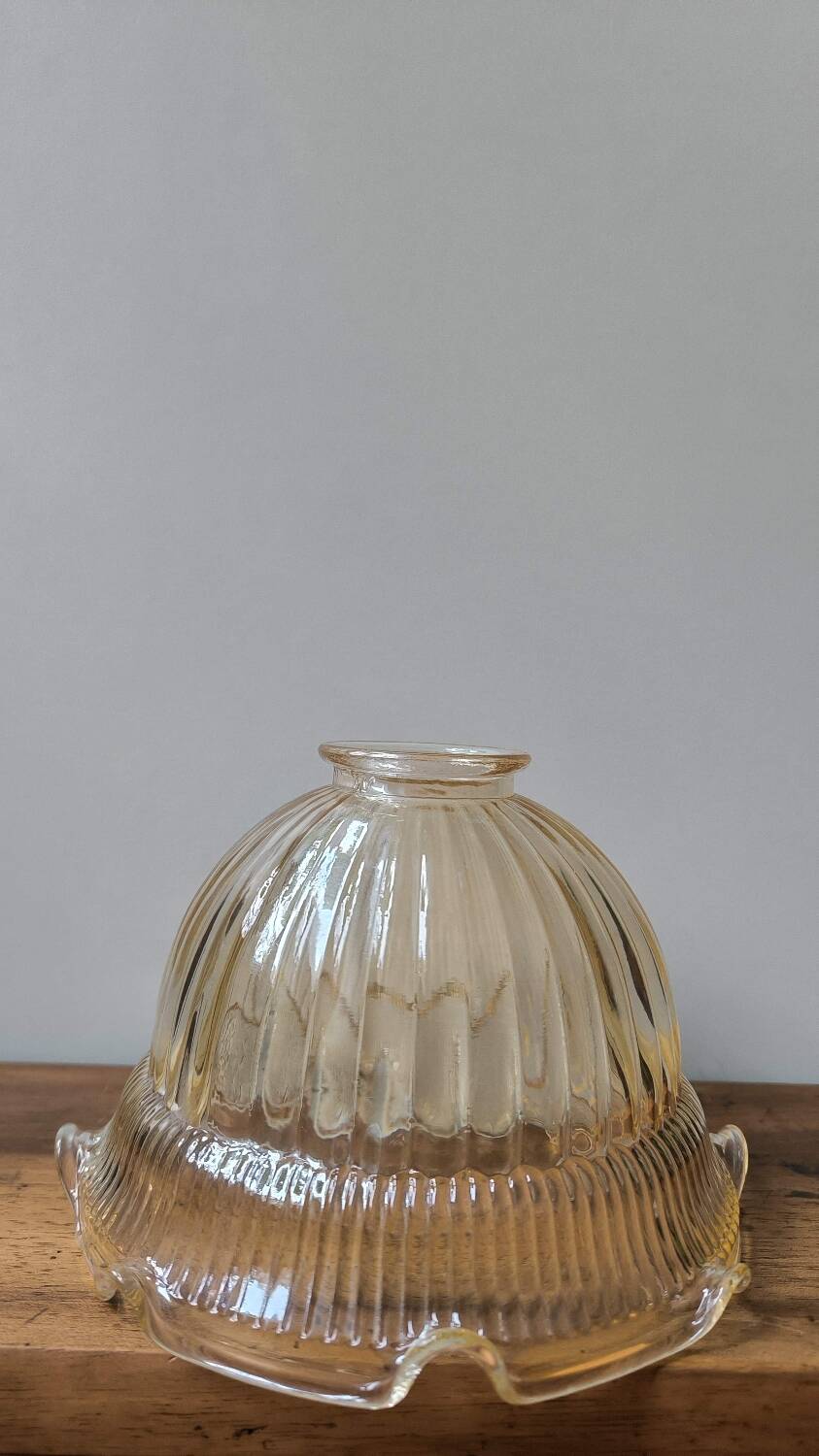 Vintage pressed molded amber glass lamp globe
