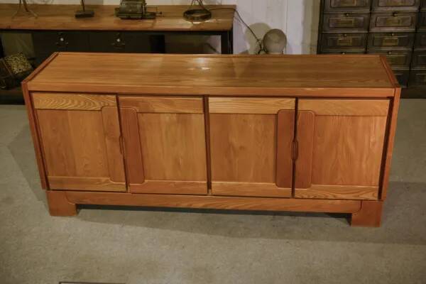 Elm wood sideboard in the style of Maison Regain, 1960s