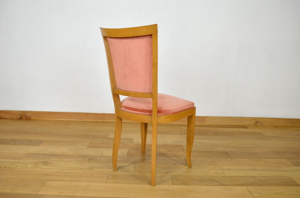 4 chaises hêtre & velours vintage 1950