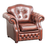 Brown cow leather Chesterfield armchair in a unique design