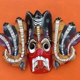 Masque mural Bois sculpté polychrome
