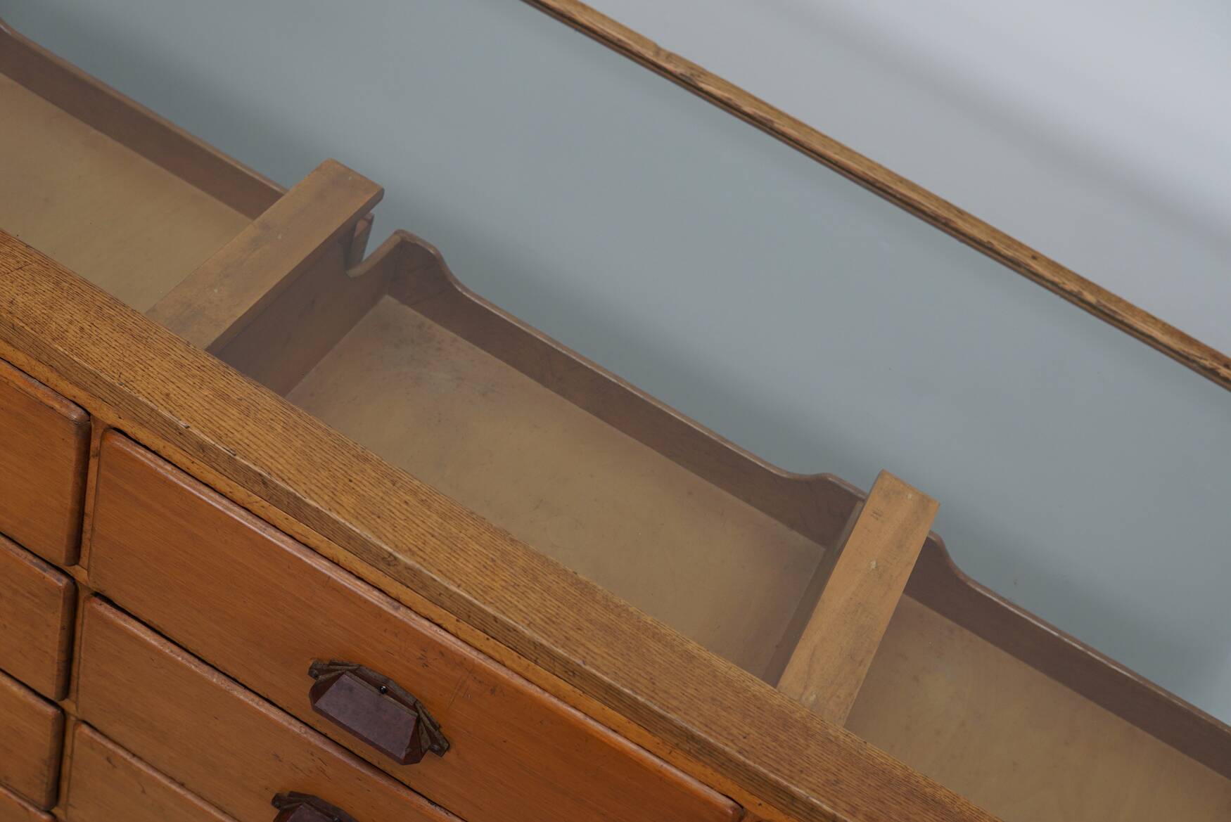 Antique British Maple & Oak Haberdashery Cabinet or Shop Counter, 1920/30s