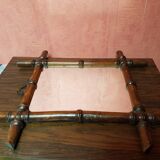 Ancien miroir bois style bambou décoration 43x48 vintage