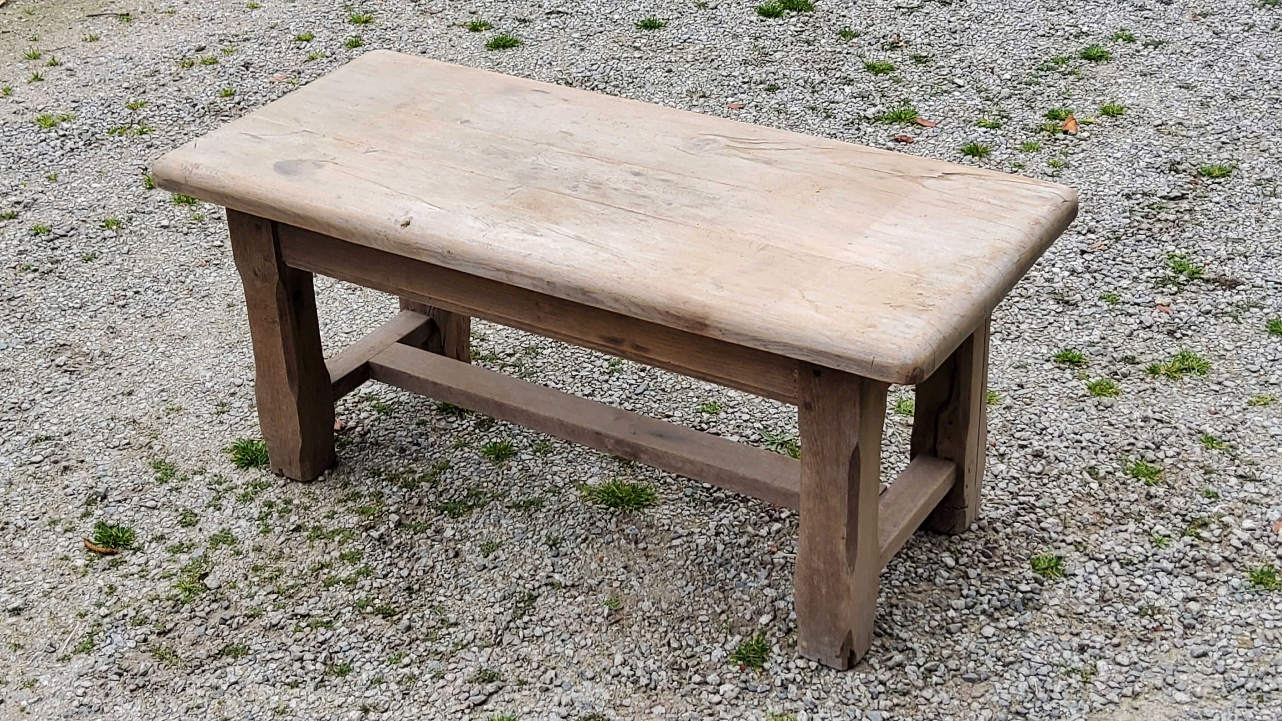 Old brutalist oak farmhouse coffee table