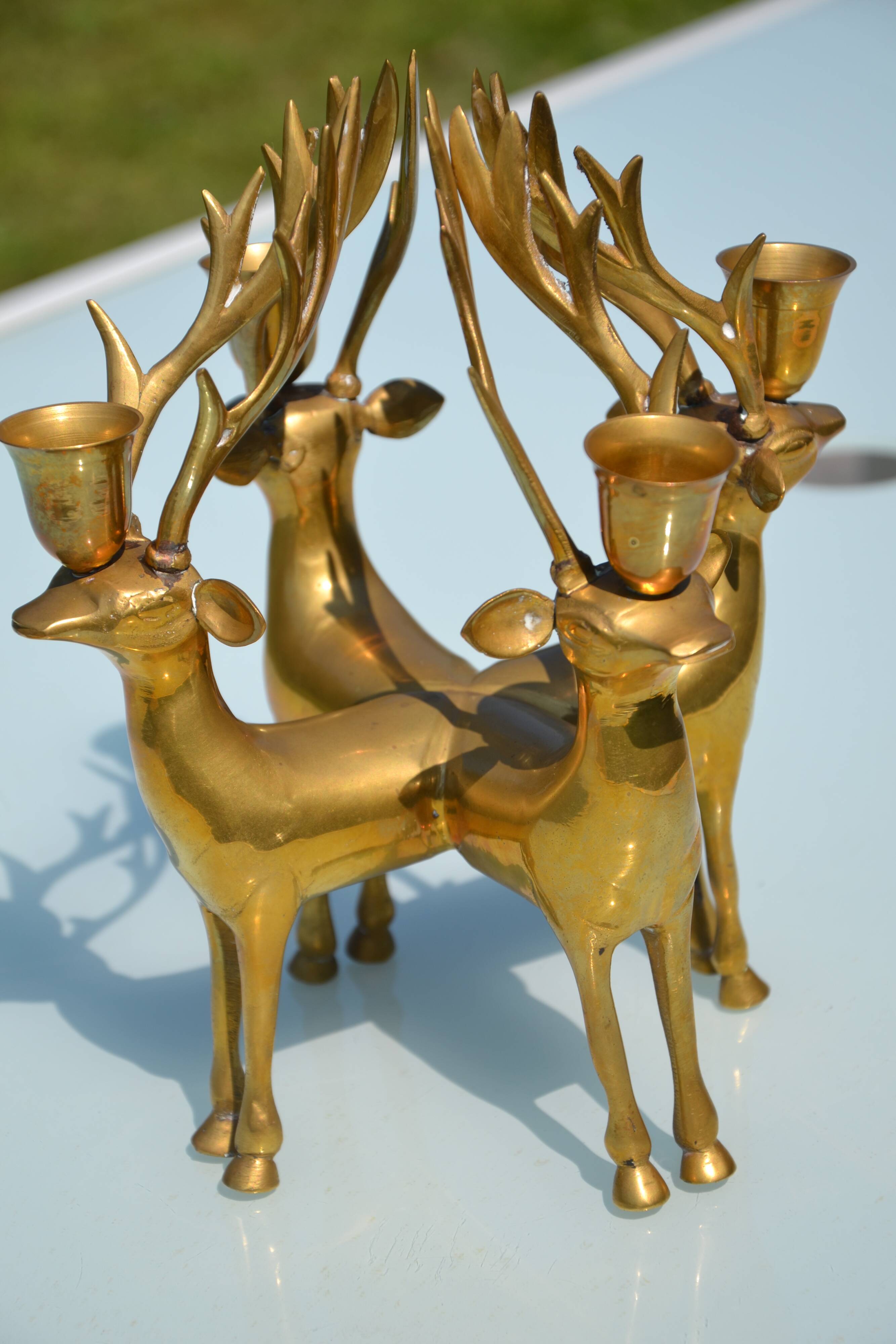 Ancien bougeoir cerf en laiton