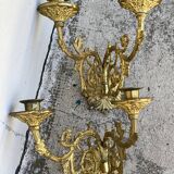 Pair of gilt bronze wall candlesticks