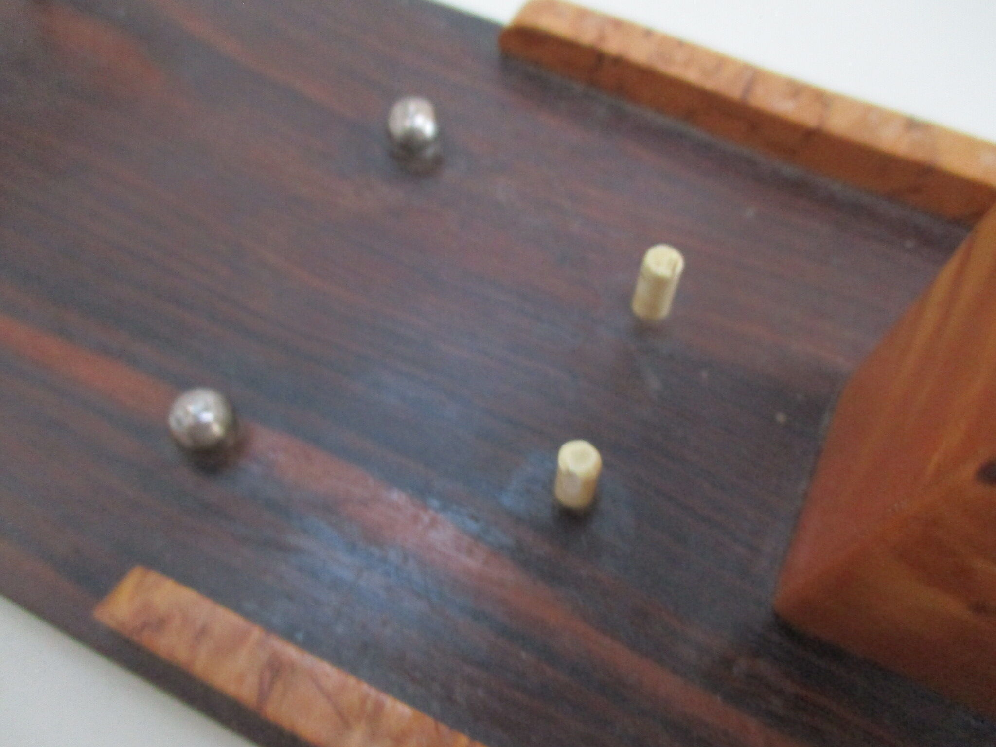 Wood inkwell and art deco glass
