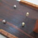 Wood inkwell and art deco glass