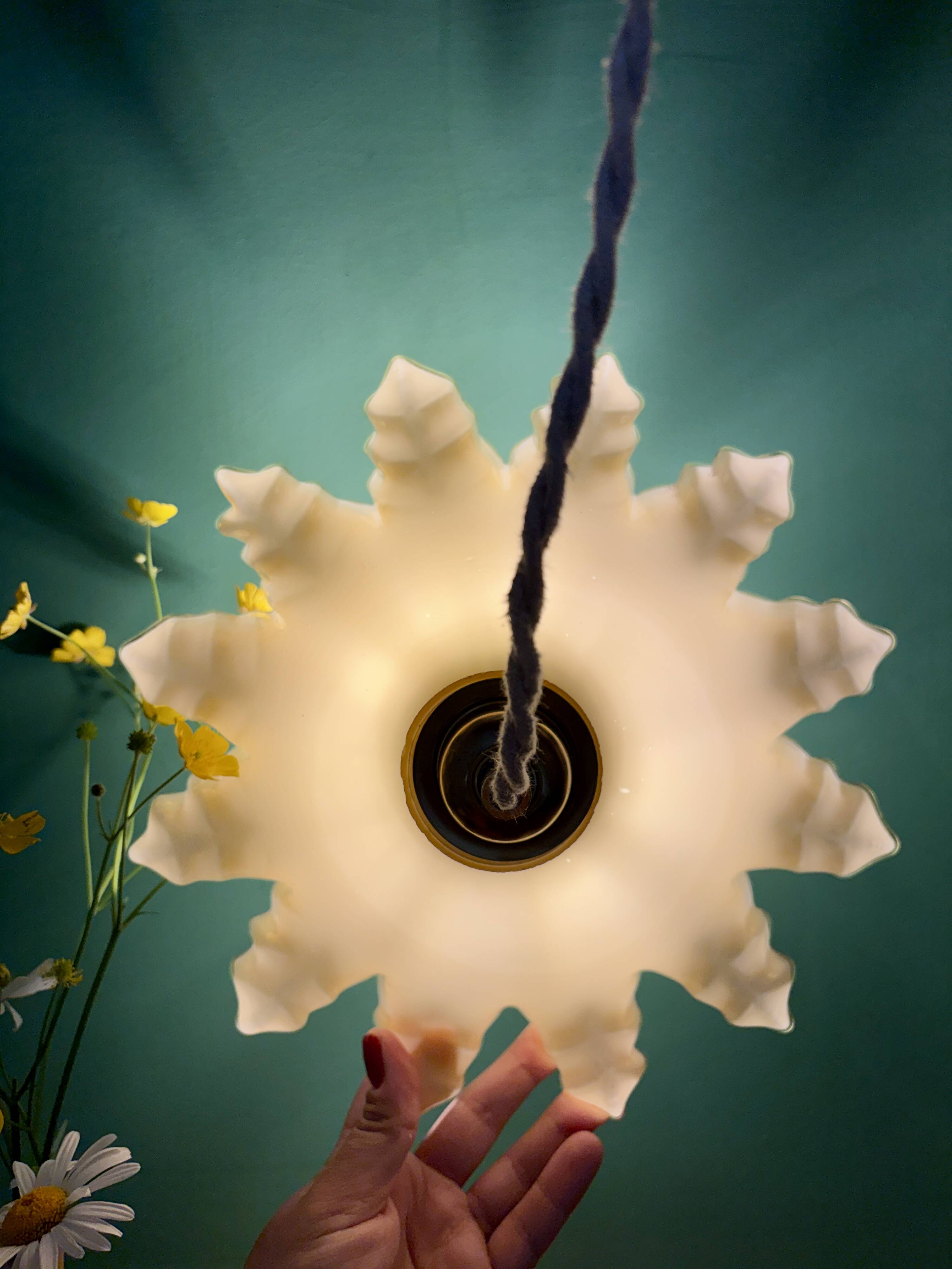 Vintage yellow opaline pendant light