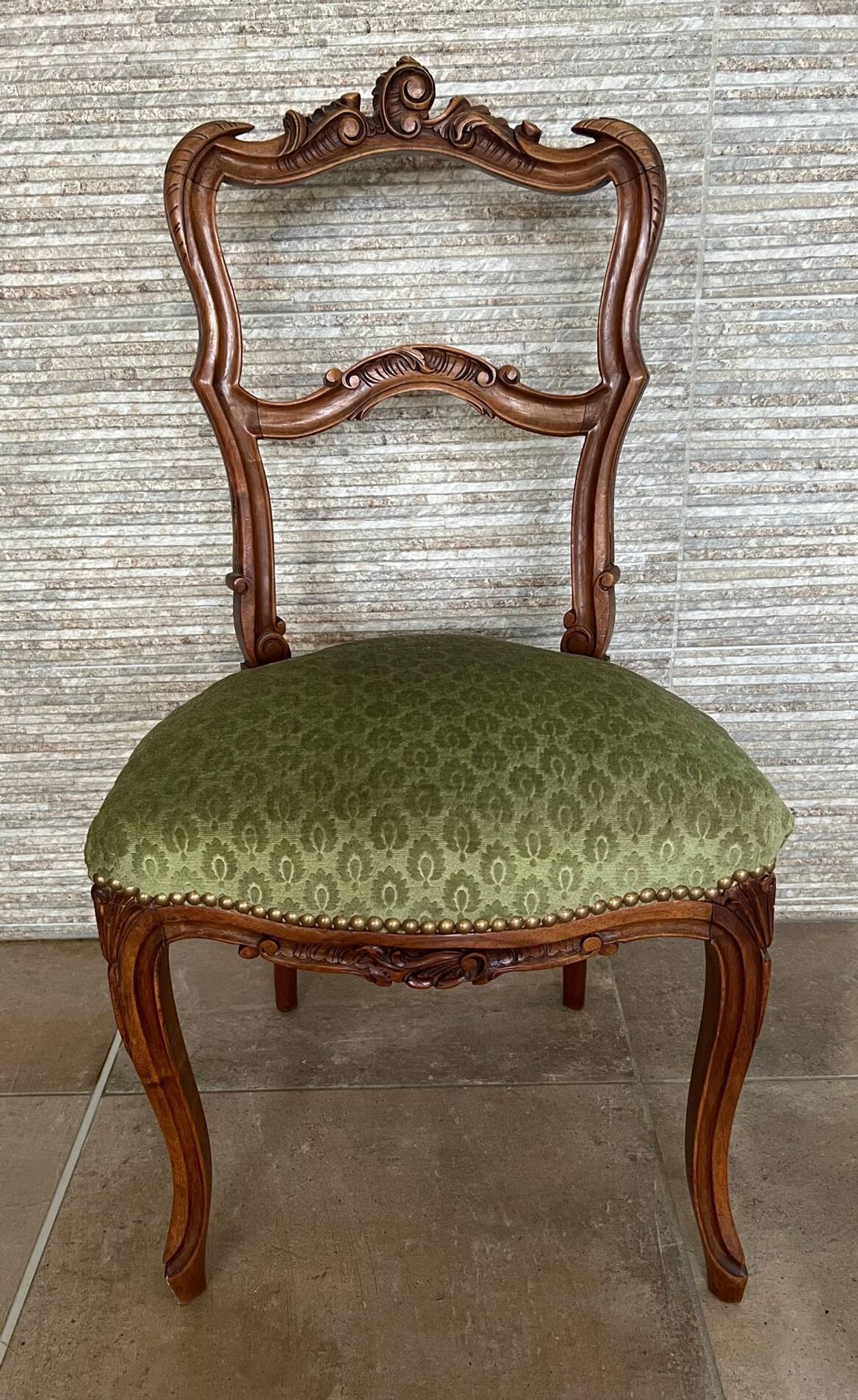 Pair of 19th century Louis XV style chairs, Napoleon III period in walnut