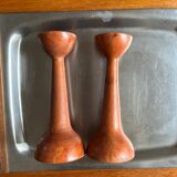 2 bougeoirs scandinaves en bois