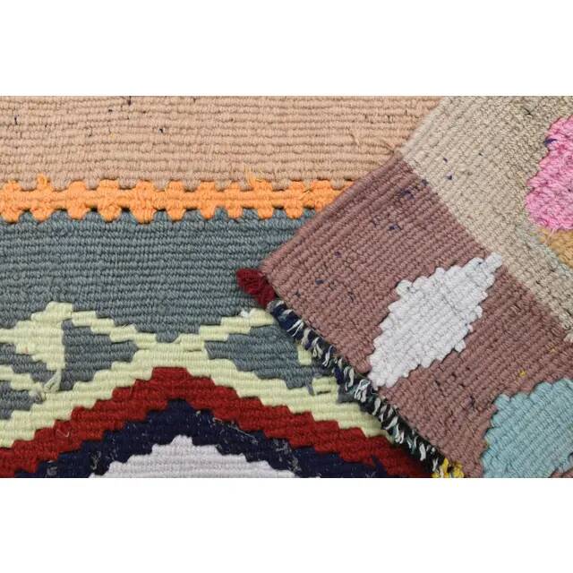 Vintage Turkish Oushak Handmade Wool Cotton Beige Runner Rug 116x282