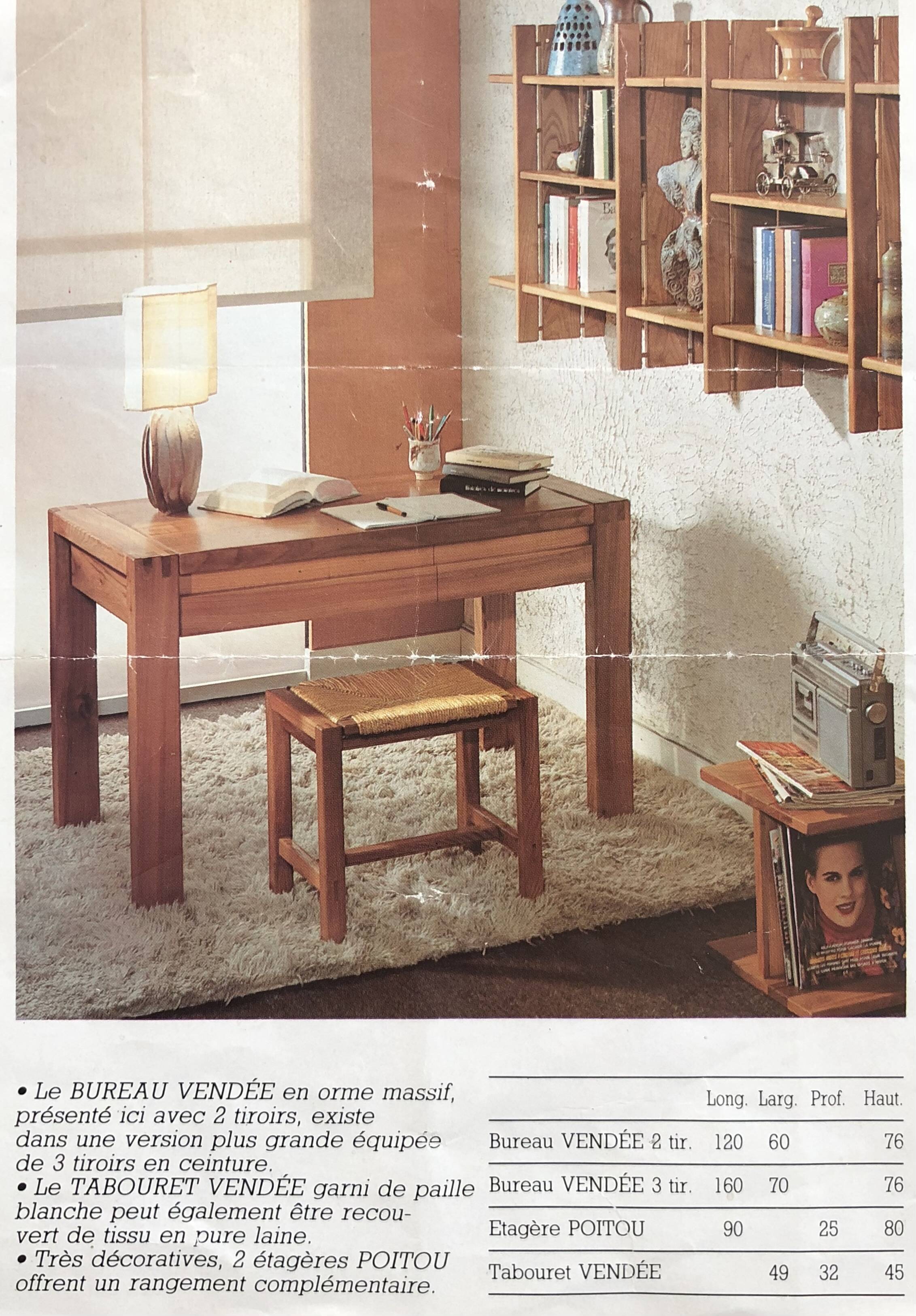 Solid elm desk Maison Renew, France 1980s